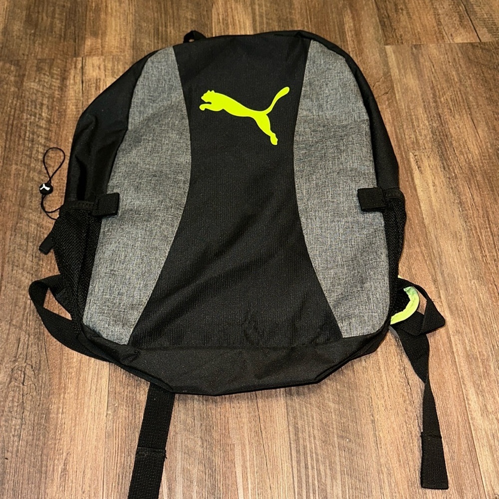 PUMA Gray/Black/Lime Green Backpack NWOT‎